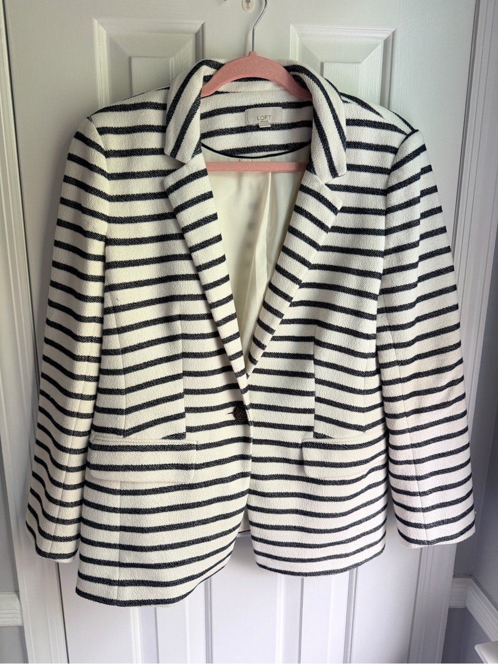 LOFT Black and White Striped Women's Blazer